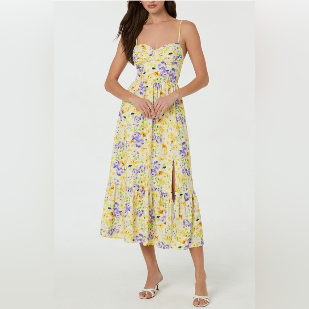 Astr the Label Floral Pleated Bust Fit & Flare Sundress
